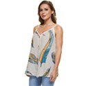 Vector-boho-doodle-feathers-seamless-pattern-illustration Casual Spaghetti Strap Chiffon Top View2