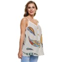Vector-boho-doodle-feathers-seamless-pattern-illustration Casual Spaghetti Strap Chiffon Top View3