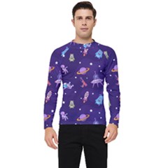 Space Seamless Pattern Men s Long Sleeve Rash Guard by Wegoenart