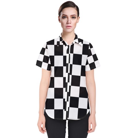 Chess Board Background Design Women s Short Sleeve Shirt by Wegoenart