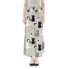 Cute-cat-seamless-pattern Full Length Maxi Skirt by Wegoenart