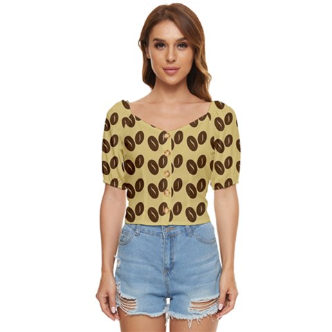 Coffee Beans Button Up Blouse by ConteMonfrey
