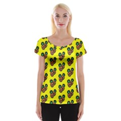 Yellow Background Pineapples Cap Sleeve Top by ConteMonfrey