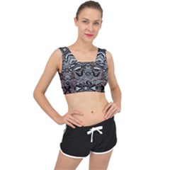 Autumn Patterns V-back Sports Bra by kaleidomarblingart