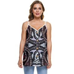 Autumn Patterns Casual Spaghetti Strap Chiffon Top by kaleidomarblingart