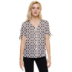 Diagonal Gray And Blue Bow Sleeve Button Up Top by ConteMonfrey