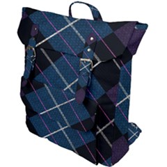 Modern Blue Plaid Buckle Up Backpack by ConteMonfrey