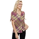 Beetle Juice Plaids  Bow Sleeve Button Up Top View3