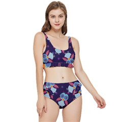 Owl Pattern Background Frilly Bikini Set by Wegoenart