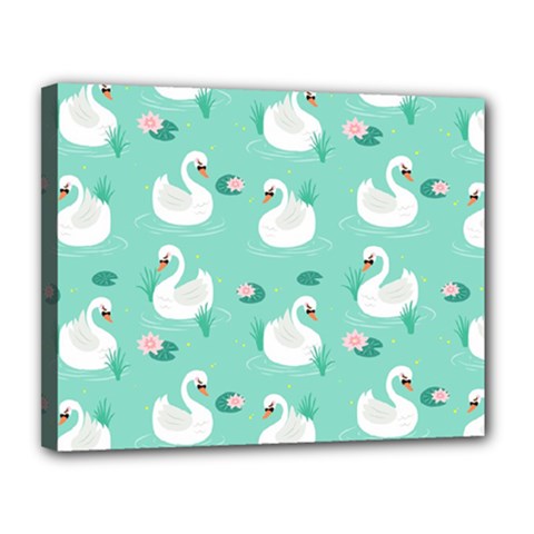 Elegant Swan Seamless Pattern Canvas 14  X 11  (stretched) by Wegoenart