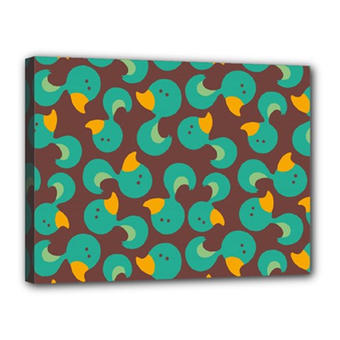 Vector-illustration-seamless-pattern-with-cartoon-duck Canvas 16  X 12  (stretched) by Wegoenart