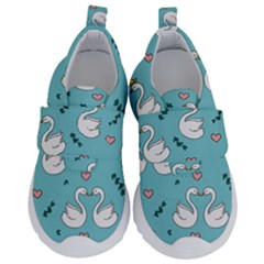 Elegant Swan Pattern Design Kids  Velcro No Lace Shoes by Wegoenart