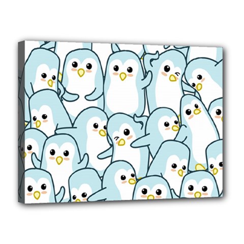 Penguin Pattern Canvas 16  X 12  (stretched) by Wegoenart