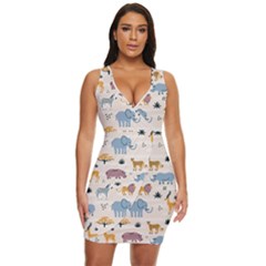 Wild-animals-seamless-pattern Draped Bodycon Dress by Wegoenart
