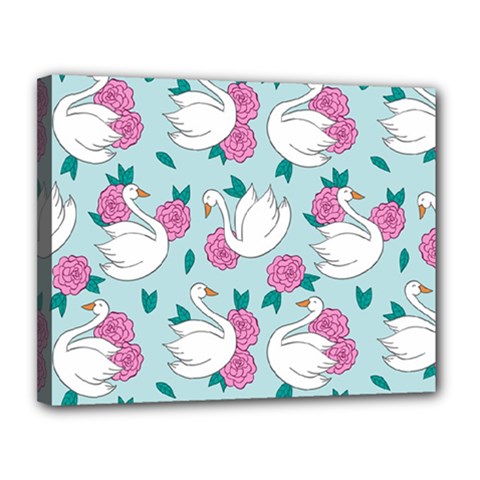 Classy Swan Pattern Canvas 14  X 11  (stretched) by Wegoenart