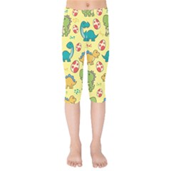 Seamless Pattern With Cute Dinosaurs Character Kids  Capri Leggings  by Wegoenart