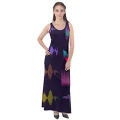 Colorful-sound-wave-set Sleeveless Velour Maxi Dress by Wegoenart