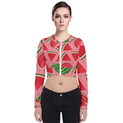 Red Watermelon  Long Sleeve Zip Up Bomber Jacket by ConteMonfrey