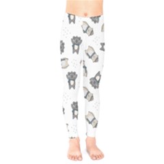 Cute Seamless Pattern With Koala Panda Bear Kids  Leggings by Wegoenart