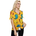 Graffiti Characters Seamless Ornament Bow Sleeve Button Up Top View3