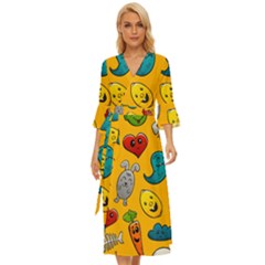 Graffiti Characters Seamless Ornament Midsummer Wrap Dress by Wegoenart