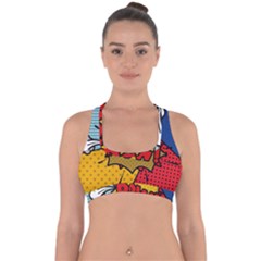 Pow Word Pop Art Style Expression Vector Cross Back Hipster Bikini Top  by Wegoenart