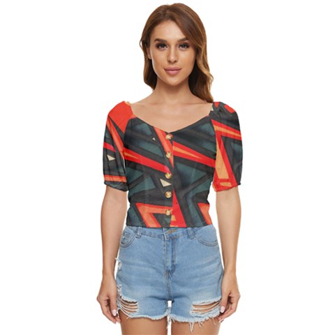 Graffiti Detail Wallpaper Texture Background Button Up Blouse by Wegoenart