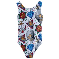 Full Color Flash Tattoo Patterns Kids  Cut-out Back One Piece Swimsuit by Wegoenart