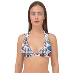 Full Color Flash Tattoo Patterns Double Strap Halter Bikini Top by Wegoenart