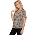 Tattoo Pattern Bow Sleeve Button Up Top View2