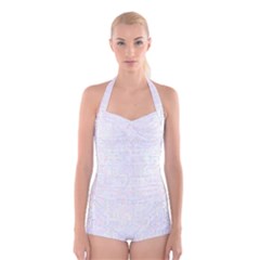 Computer Cyber Circuitry Circuits Electronic Boyleg Halter Swimsuit  by Jancukart