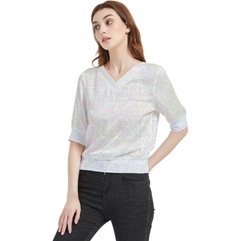 Computer Cyber Circuitry Circuits Electronic Quarter Sleeve Blouse by Jancukart