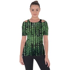 Matrix Technology Tech Data Digital Network Shoulder Cut Out Short Sleeve Top by Wegoenart