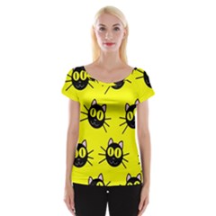 Cats Heads Pattern Design Cap Sleeve Top by danenraven