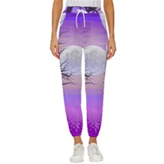 Abstract Nature Landscape Illustration Sky Clouds Cropped Drawstring Pants by Wegoenart