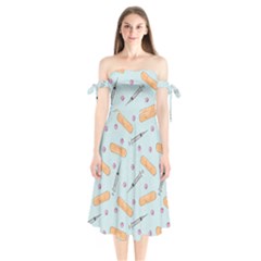Medicine Items Shoulder Tie Bardot Midi Dress by SychEva