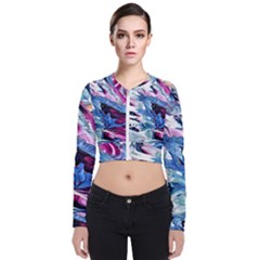 Feathers Long Sleeve Zip Up Bomber Jacket by kaleidomarblingart