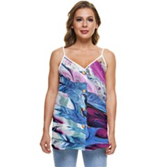 Feathers Casual Spaghetti Strap Chiffon Top by kaleidomarblingart