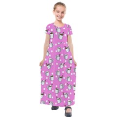 Coffee Chocolate Milk Drink Hot Kids  Short Sleeve Maxi Dress by Wegoenart