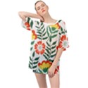 Painting Flower Leaves Forest Oversized Chiffon Top View1