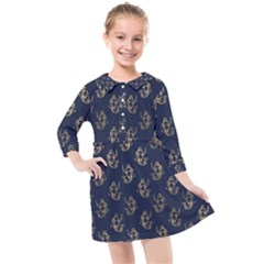 Gold Mermaids Silhouettes Kids  Quarter Sleeve Shirt Dress by ConteMonfrey