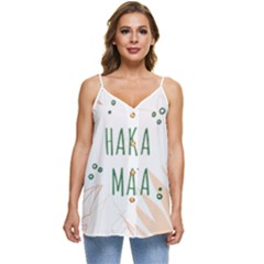 Hakuna Matata Tropical Leaves With Inspirational Quote Casual Spaghetti Strap Chiffon Top by Jancukart