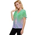 Gradient green blue Bow Sleeve Button Up Top View2