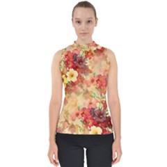 Seamless Pattern Textile Surface Luxury Vintage Mock Neck Shell Top by Wegoenart