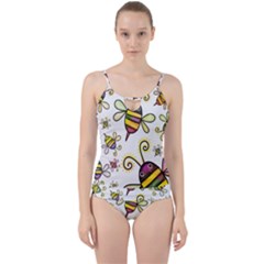 Bee Doodle Cartoon Cut Out Top Tankini Set by Wegoenart