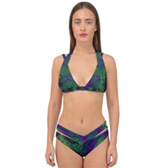 Abstract Fractal Art Pattern Double Strap Halter Bikini Set by Ravend