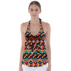 Tribal Pattern Seamless Border Babydoll Tankini Top by Jancukart