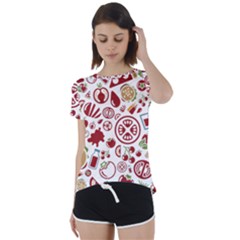 Pizza Seamless Pattern Background Short Sleeve Foldover Tee by Jancukart