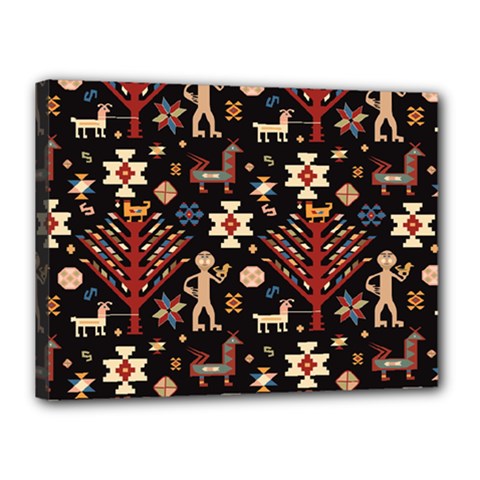 Carpet-symbols Canvas 16  X 12  (stretched) by Gohar