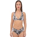 Botanical Motif Drawing Design Double Strap Halter Bikini Set View1